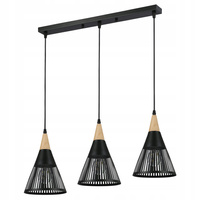 Stropné svietidlo Masterled 3x E27 čierno-hnedé závesné svietidlo Hira