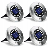 Sada 4x solárne záhradné svetlá LED poháňané disky 0,96W 6500K studené so súmrakovým senzorom strieborné IP44 Masterled