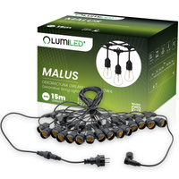 MALUS Vonkajšia záhradná girlanda Svetelná reťaz 15m 15xE27 Lumiled