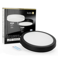 LED stropný plafón do kúpeľnepovrchovou montážou 24W 2280lm 4000K 120° so senzorom pohybu a súmraku čierny IP65 Nairos Kobi