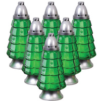 6x Sklenená sviečka na vianočný stromček na 40h príspevok na hrob 28cm