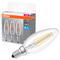 3x LED žiarovka B35 sviečka E14 5,9W = 60W 806lm 6500K studená biela 300° BASE Osram