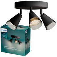 Povrchové stropné bodové svietidlo Plafond 3x GU10 Black Cleft Philips