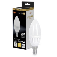 LED žiarovka E14 sviečka 9W 900lm 3000K teplá biela 200° Premium Kobi