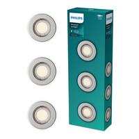 3x LED GU10 zapustené zapustené svietidlo Fixed Aluminum Round Nickel Peridot Philips