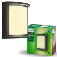 Záhradné nástenné svietidlo Vonkajšie fasádne svietidlo LED 12W 1200lm 2700K IP44 Antracit Samondra Philips