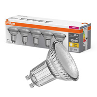 5x LED PAR16 reflektor GU10 4,3W = 50W 350lm 2700K, teplá biela 36° BASE Osram
