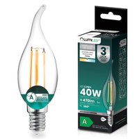 LED žiarovka E14 sviečka BA35 2,2W 470lm = 40W 4000K neutrálna biela 360° vlákno CLASS A LUMILED