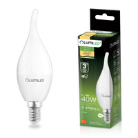LED žiarovka E14 sviečka BA35 5W = 40W 470lm 3000K teplá biela 180° LUMILED