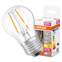 LED žiarovka P45 guľka E27 4,8W = 40W 470lm 2700K teplá biela 320° Dimmable Retrofit Filament CLASSIC Osram