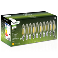 10x LED žiarovka E14 Candle B35 2W = 25W 249lm 4000K Neutral 360° FILAMENT LUMILED