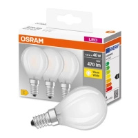 3x LED žiarovka P45 guľka E14 4W = 40W 470lm 2700K teplá biela 300° BASE Osram