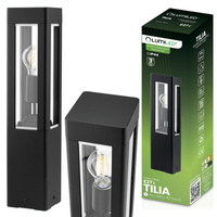 Vonkajšie záhradné svietidlo Hliníkové čierne svietidlo E27 IP44 PIPE 50cm TILIA LUMILED