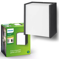 Záhradné nástenné svietidlo Vonkajšia fasádna LED lampa 3W 270lm 2700K IP44 Black Macaw Philips