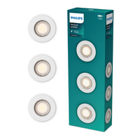 3x LED GU10 zapustená zapustená pevná hliníková guľatá biela Peridot Philips