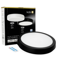 LED stropný plafón do kúpeľnepovrchovou montážou 18W 1710lm 4000K 120° so senzorom pohybu a súmraku čierny IP65 Nairos Kobi