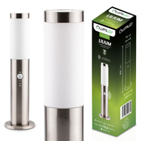 Vonkajšia záhradná lampa Lilium LUMILED E27 INOX SHEET 45 cm so senzorom pohybu