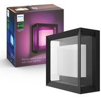 Záhradné nástenné svietidlo LED vonkajšie fasádne svietidlo 15,2 W 1140 lm IP44 Biela a farebná Ambiance RGB + TW Black Smart SMART Zigbee Bluetooth Econic Philips HUE