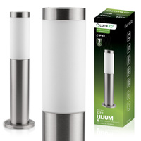Vonkajšia záhradná lampa E27 INOX PIPE 45cm Lilium Lumiled