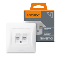 Dvojitá počítačová zásuvka RJ45 pod omietku biela BINERA VIDEX