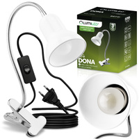Stolná lampa DONA Nastaviteľné školské nočné svetlo E27 Clip White LUMILED