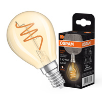 LED dekoratívna žiarovka P45 Sphere E14 4,9W = 40W 470lm 2200K teplá biela CRI90 300° Amber Filament Dimmable Vintage 1906 Osram