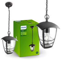 Záhradné závesné svietidlo Vonkajšia LED lampa E27 čierna CREEK PHILIPS