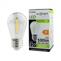 LED žiarovka Edison S14 E27 1W 100lm 2700K teplá biela FILAMENT Ecolight