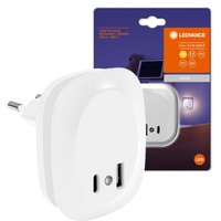 Nočné svetlo LEDkonektorom USB-A USB-C do zásuvky 12,5 W 9 lm 3000K teplá biela so súmrakovým senzorom biele Lunetta Ledvance