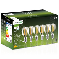 6x LED žiarovka E14 Ball P45 4W = 40W 470lm 4000K Neutral 360° FILAMENT LUMILED