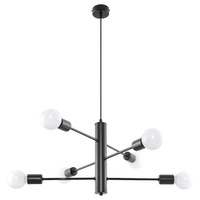 Stropné závesné svietidlo 6x E27 Luster nepravidelný čierny priemyselný Duomo Sollux