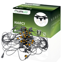 Záhradná vonkajšia svetelná reťaz Girland 15 m 30x E27 NARCI Lumiled