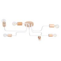 Stropné svietidlo 6x E27 Prírodné drevo Biela Timbo Peach Puff SL.1666 Sollux