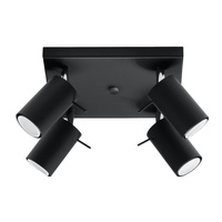 SPOT TUBA Povrchový reflektor 4x GU10 Tubular Black Moderné kruhové stropné svietidlo Sollux