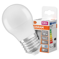 LED žiarovka P45 guľka E27 4,9W = 40W 470lm 4000K neutrálna biela 150° STAR CLASSIC Osram