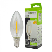 LED žiarovka B35 E14 2W 240lm 2700K teplá biela FILAMENT Ecolight