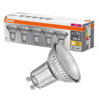 5x LED PAR16 reflektor GU10 2,6W = 35W 230lm 2700K, teplá biela 36° BASE Osram