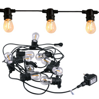 Vonkajšia záhradná girlanda 6W 2200K, teplá biela 10 x E27 Black IP44 PARTY Sanico Goldlux