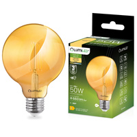 LED žiarovka E27 Sphere G95 6W = 50W 660lm 2000K teplá biela 360° BURRITON FILAMENT LUMILED