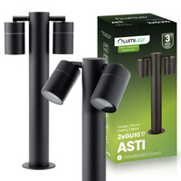 Záhradné svietidlo SQUARE Vonkajší reflektor stojaci 45 cm 2x GU10 ASTI LUMILED