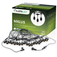 MALUS Vonkajšia záhradná girlanda Svetelná reťaz 20m 20xE27 Lumiled