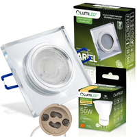 Súprava svietidiel Ariel LUMILED GU10 MR15 Square glass na zapustenú montáž + žiarovka LED GU10 6W 3000K 120°