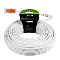 Anténny koaxiálny kábel medený gélový CU pozemný 4K Full HD biely 15M VAYOX