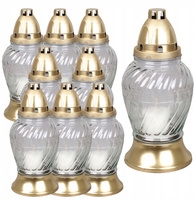 9x Sklenená sviečka na 28h náplň Celoročná sviečka na hrob 24,5cm