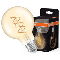 Dekoratívna LED žiarovka G80 Sphere E27 8W = 60W 806lm 2200K teplá biela CRI90 300° Amber Dimmable Vintage 1906 Osram