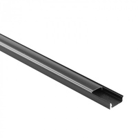 LED povrchový hliníkový profil Black 1m s čiernym difúzorom pre LED pásy + krytky Ecolight série N
