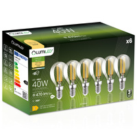 6x LED žiarovka E14 Ball P45 4W = 40W 470lm 3000K Warm 360° FILAMENT LUMILED