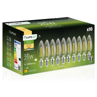 10x LED žiarovka E14 Candle B35 2W = 25W 249lm 3000K Warm 360° FILAMENT LUMILED