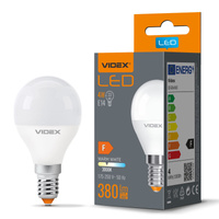 LED žiarovka E14 G45 guľka 4W = 33W 380lm 3000K teplá biela 240° Videx