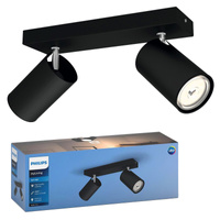 Reflektorové stropné svietidlo 2x GU10 čierne Kosipo Philips